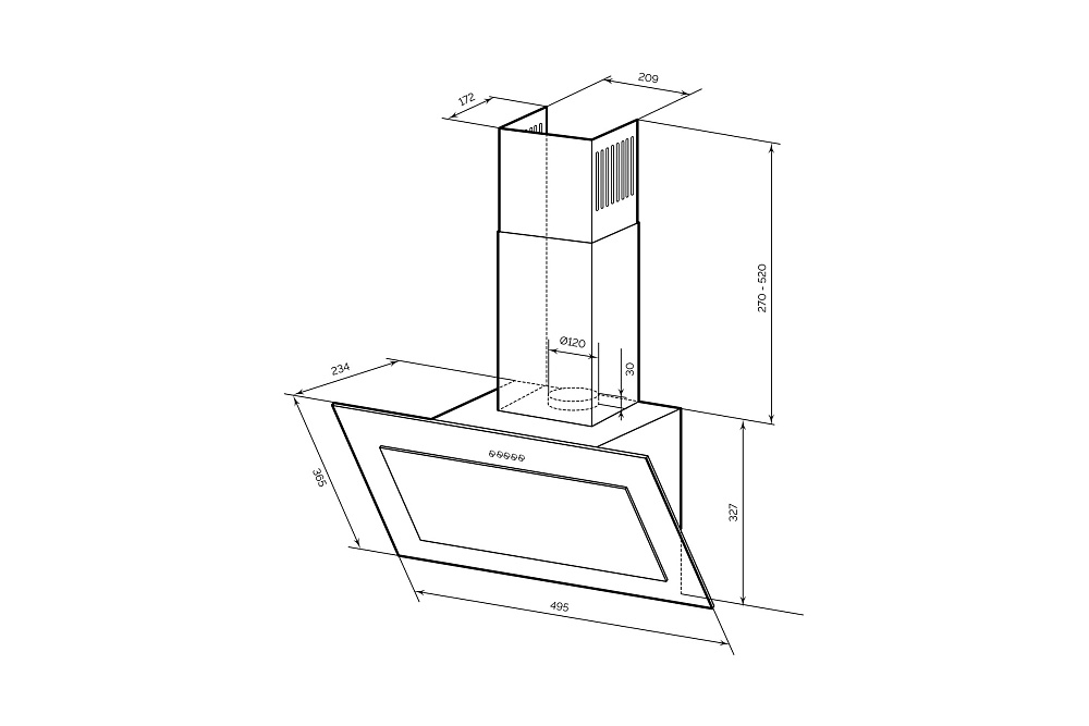Наклонная вытяжка LEX MIO 500 BLACK