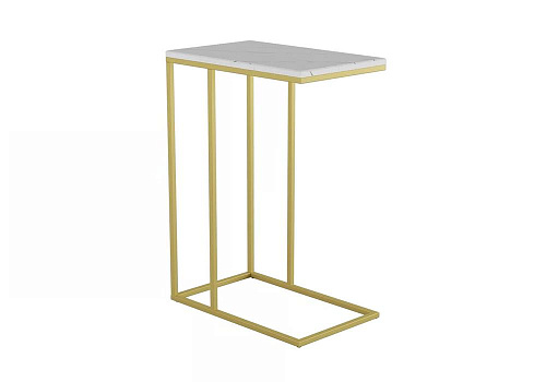 Стол придиванный Агами Голд золото / белый мрамор