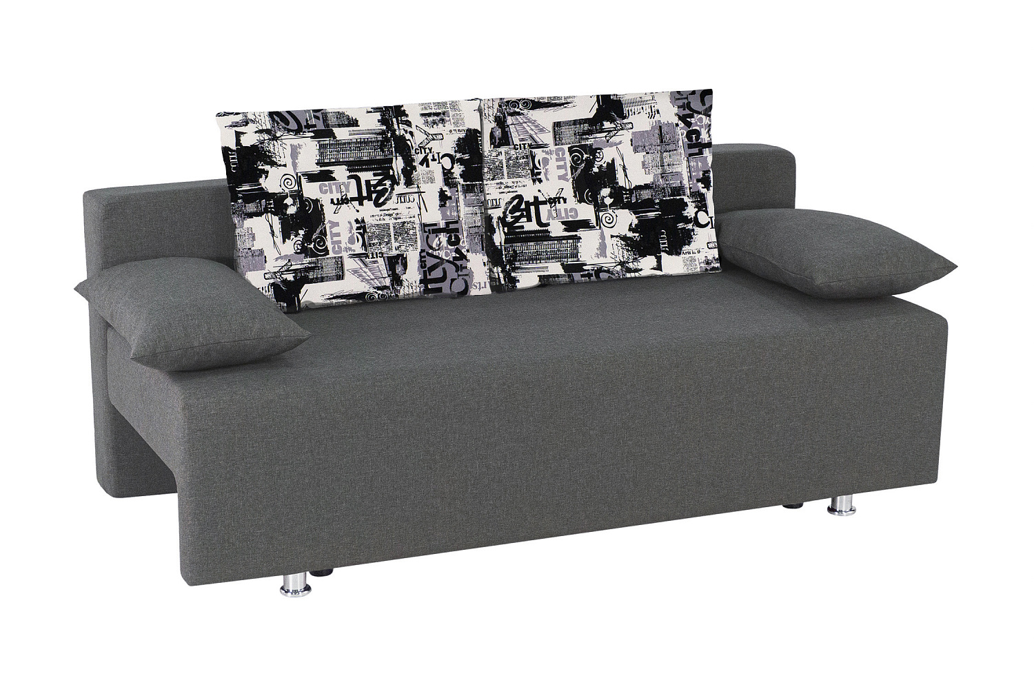 Диван еврокнижка Куба-2 серый / принт Сити