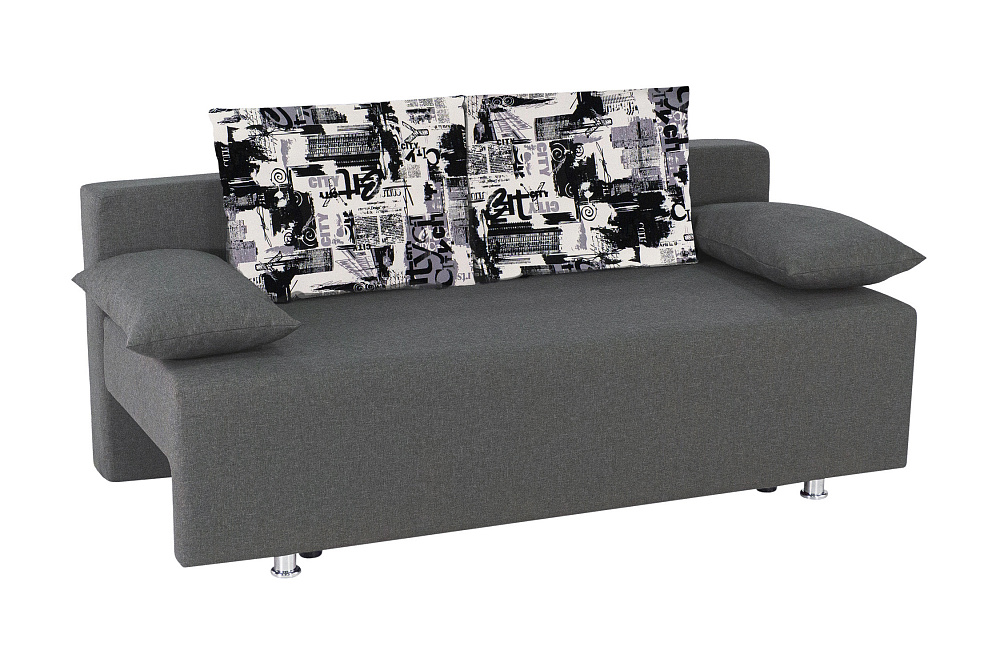 Диван еврокнижка Куба-2 серый / принт Сити
