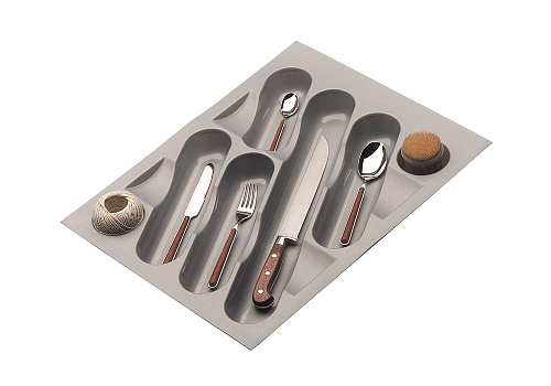 Емкость для столовых приборов в базу 45 см серый металлик