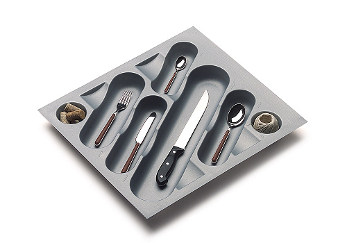 Емкость для столовых приборов в базу 50 см серый металлик