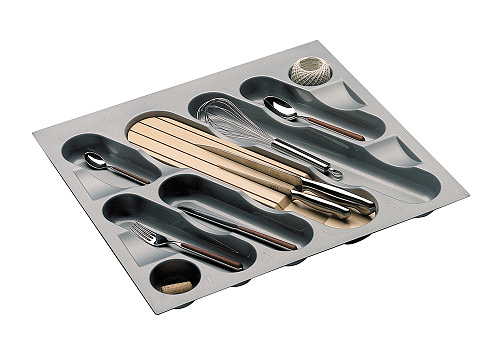 Емкость для столовых приборов в базу 60 см серый металлик