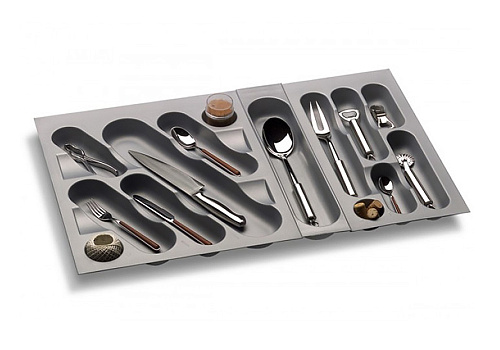 Емкость для столовых приборов в базу 80 см серый металлик