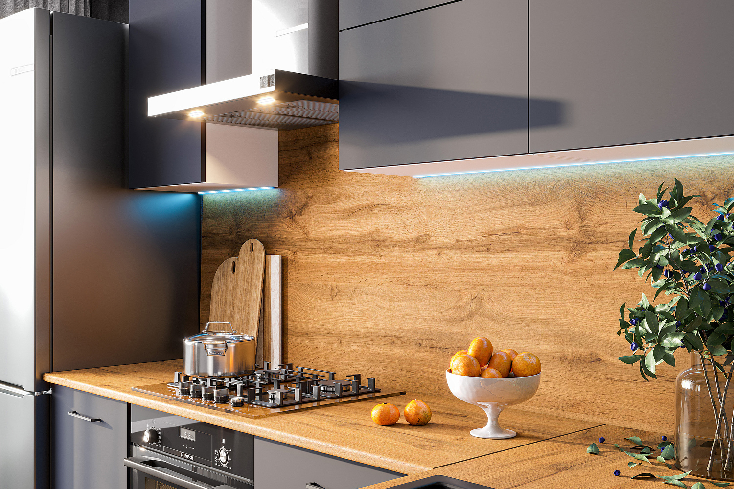 Модульная кухня Монора черничная нота