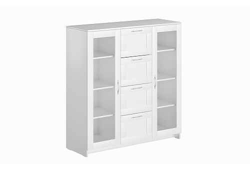 Шкаф-витрина Сириус 4 ящика белый