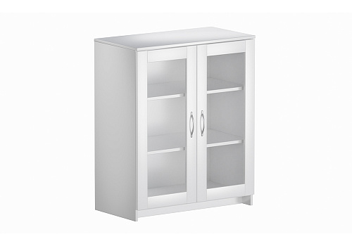 Комод с дверцами Сириус со стеклом белый