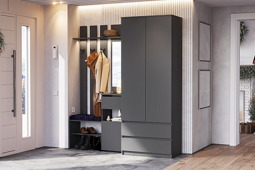 Модульная прихожая Эккервуд графит серый