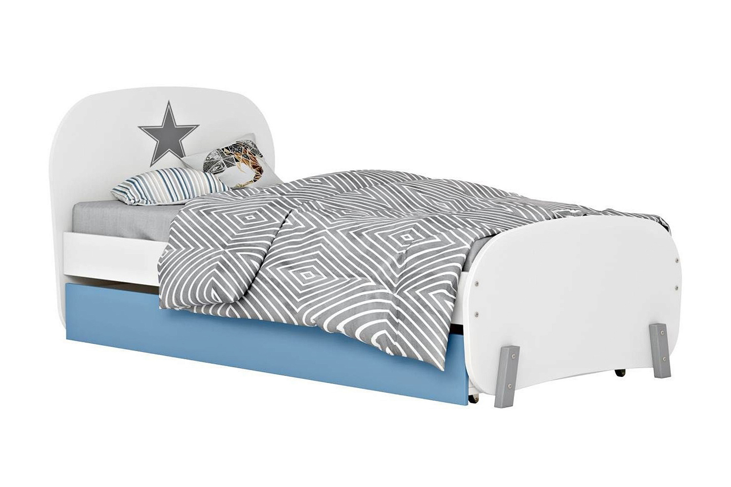 Кровать детская Mirum 1915 с ящиком голубой / белый