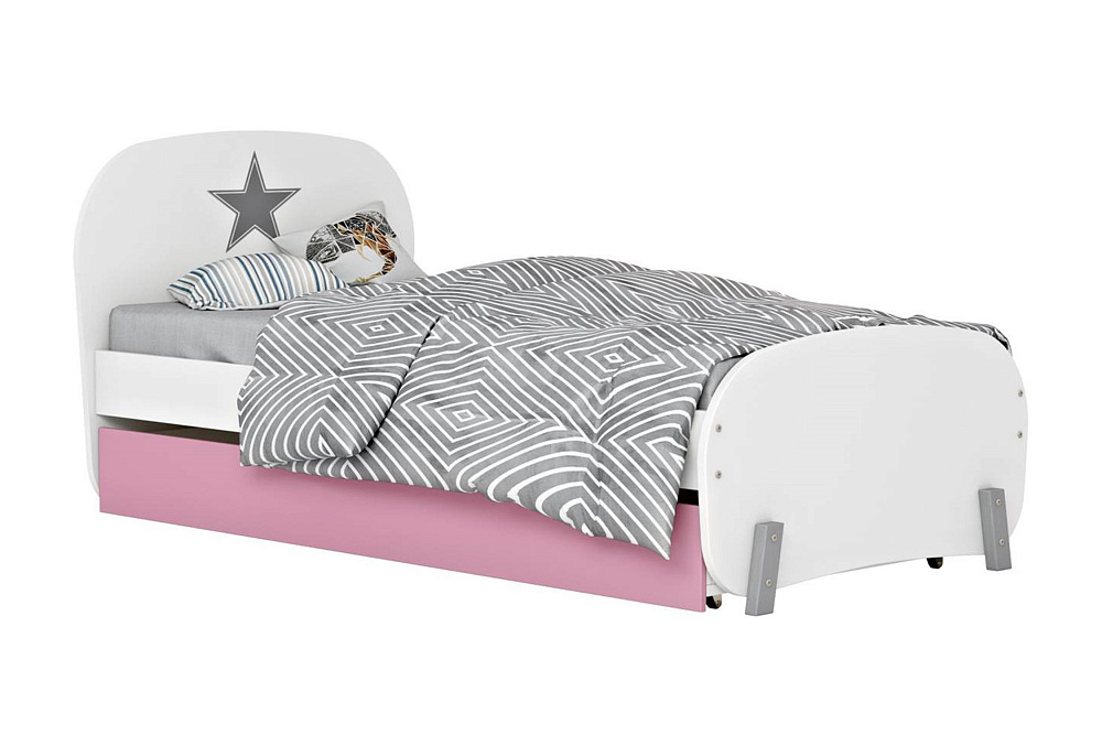 Кровать детская Mirum 1915 с ящиком розовый / белый