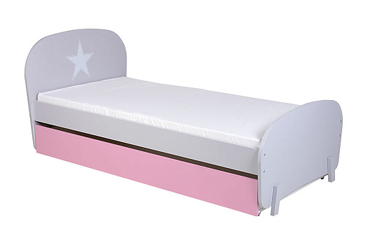 Кровать детская Mirum 1915 с ящиком розовый / серый