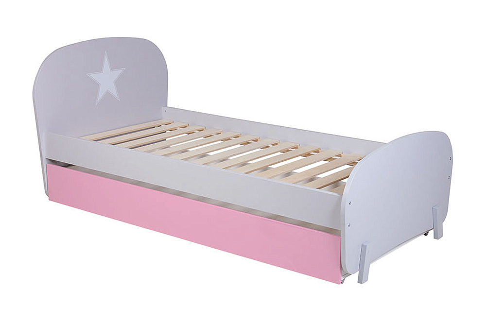 Кровать детская Mirum 1915 с ящиком розовый / серый