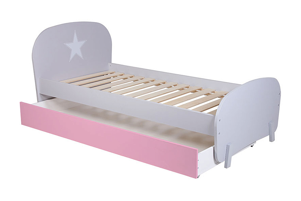 Кровать детская Mirum 1915 с ящиком розовый / серый
