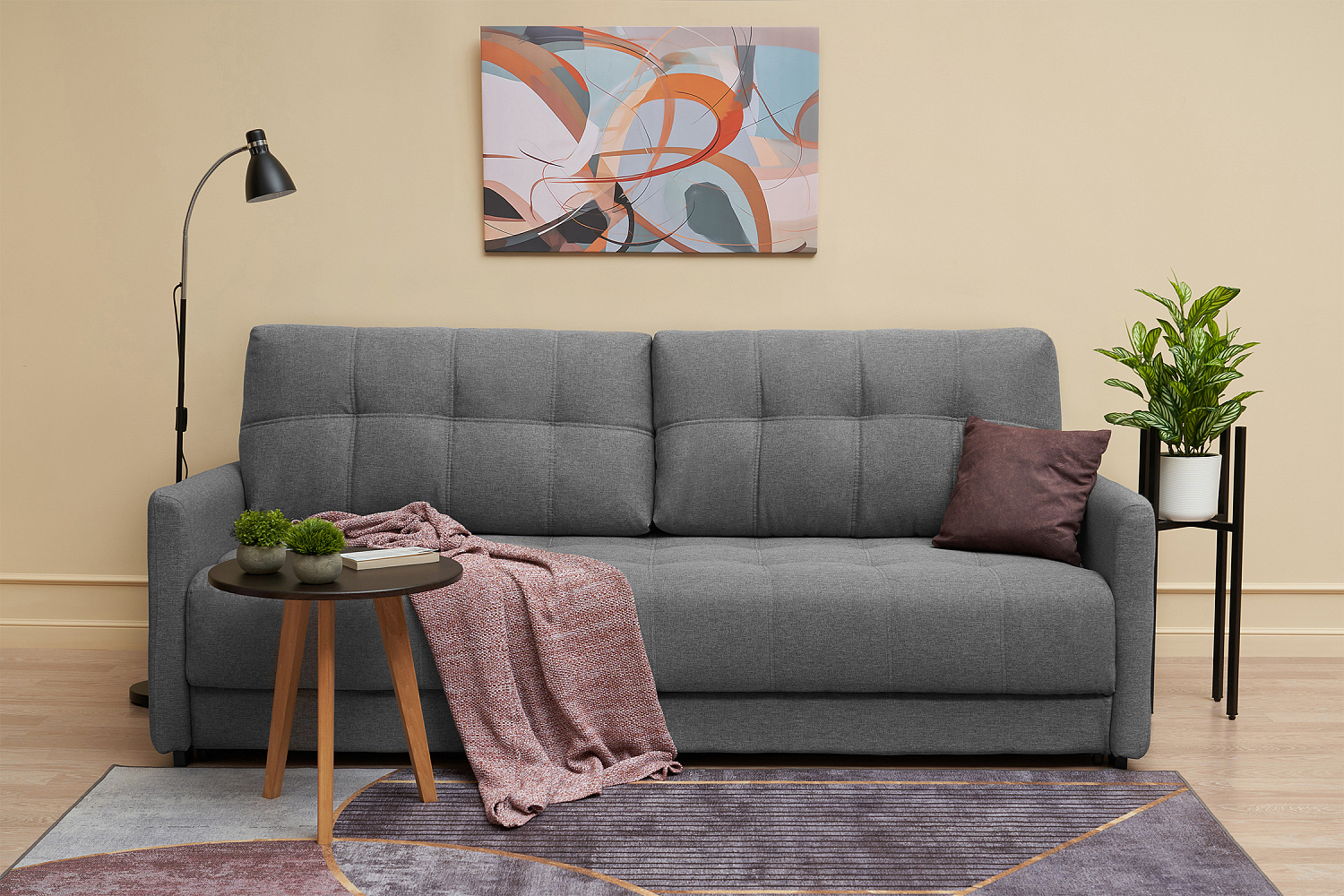 Купить Диван еврокнижка Рон Loft серый арт. 08-172347 150х200 см цена ...