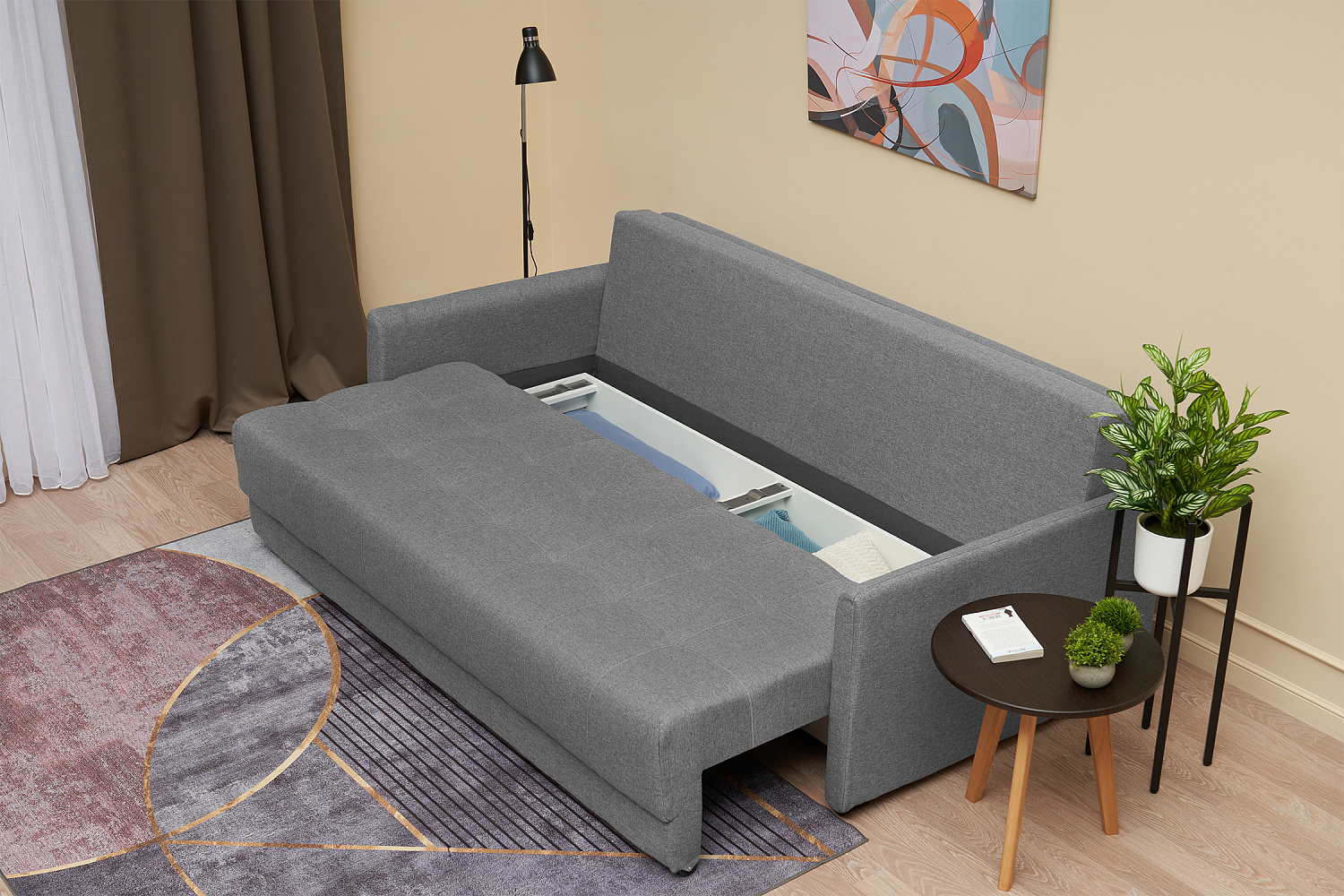 Купить Диван еврокнижка Рон Loft серый арт. 08-172347 150х200 см цена ...