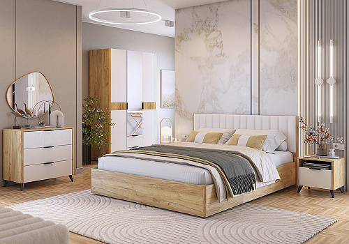 Модульная спальня Адам дуб крафт золотой / белое дерево
