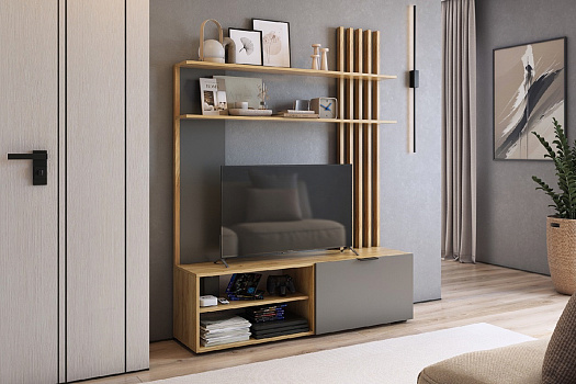 Стенка Бери дуб крафт золотой / графит