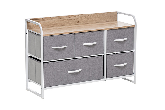 Комод широкий Leset Ноа белый / светло-серый