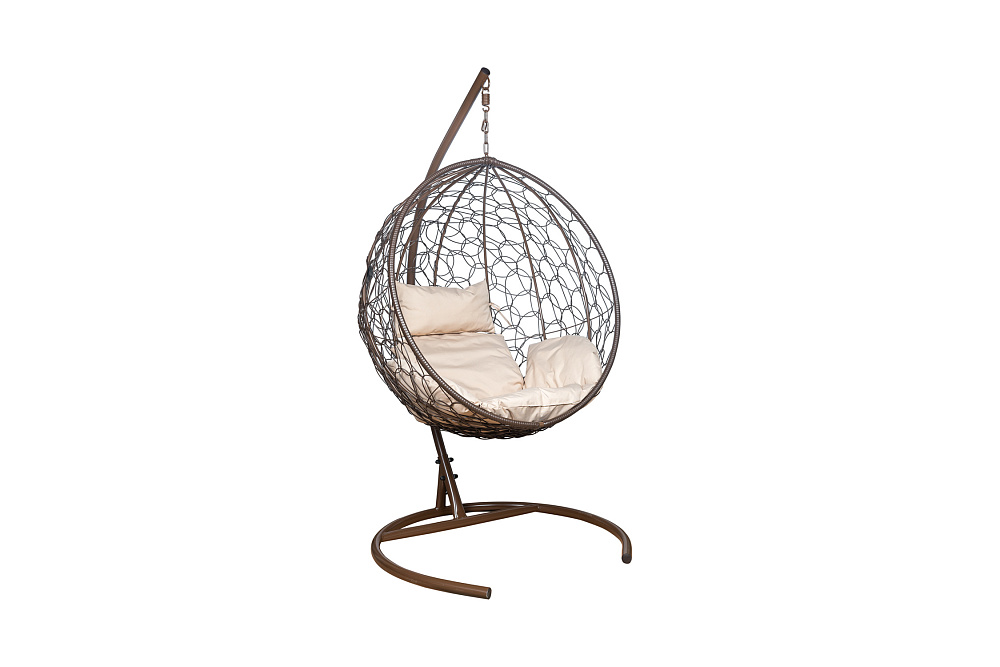 Кресло подвесное Leset Луна коричневое / бежевое