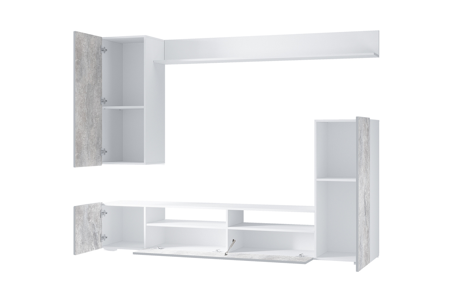 Центральная секция Диаманд белый / цемент светлый