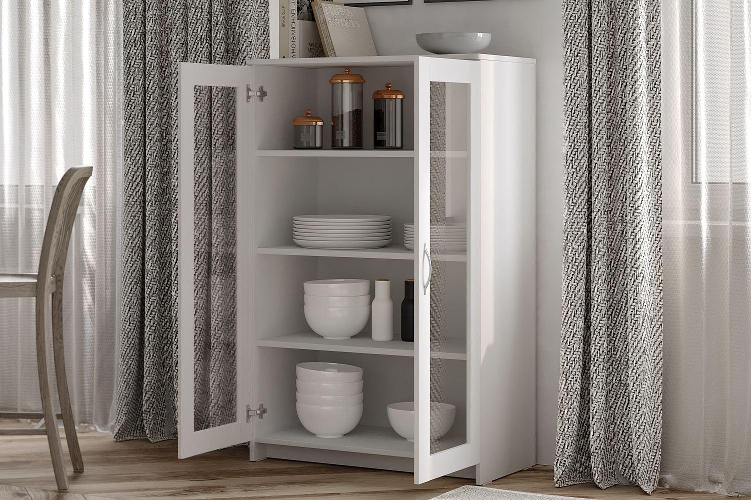 Шкаф-витрина Сириус белый