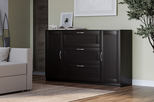 Комод с дверцами Сириус 3 ящика дуб венге