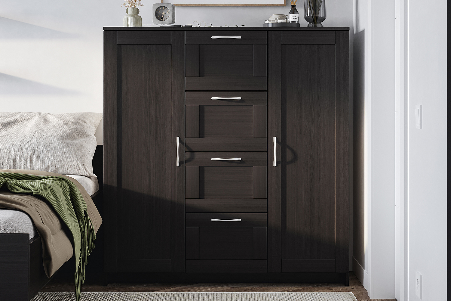 Комод с дверцами Сириус 4 ящика дуб венге