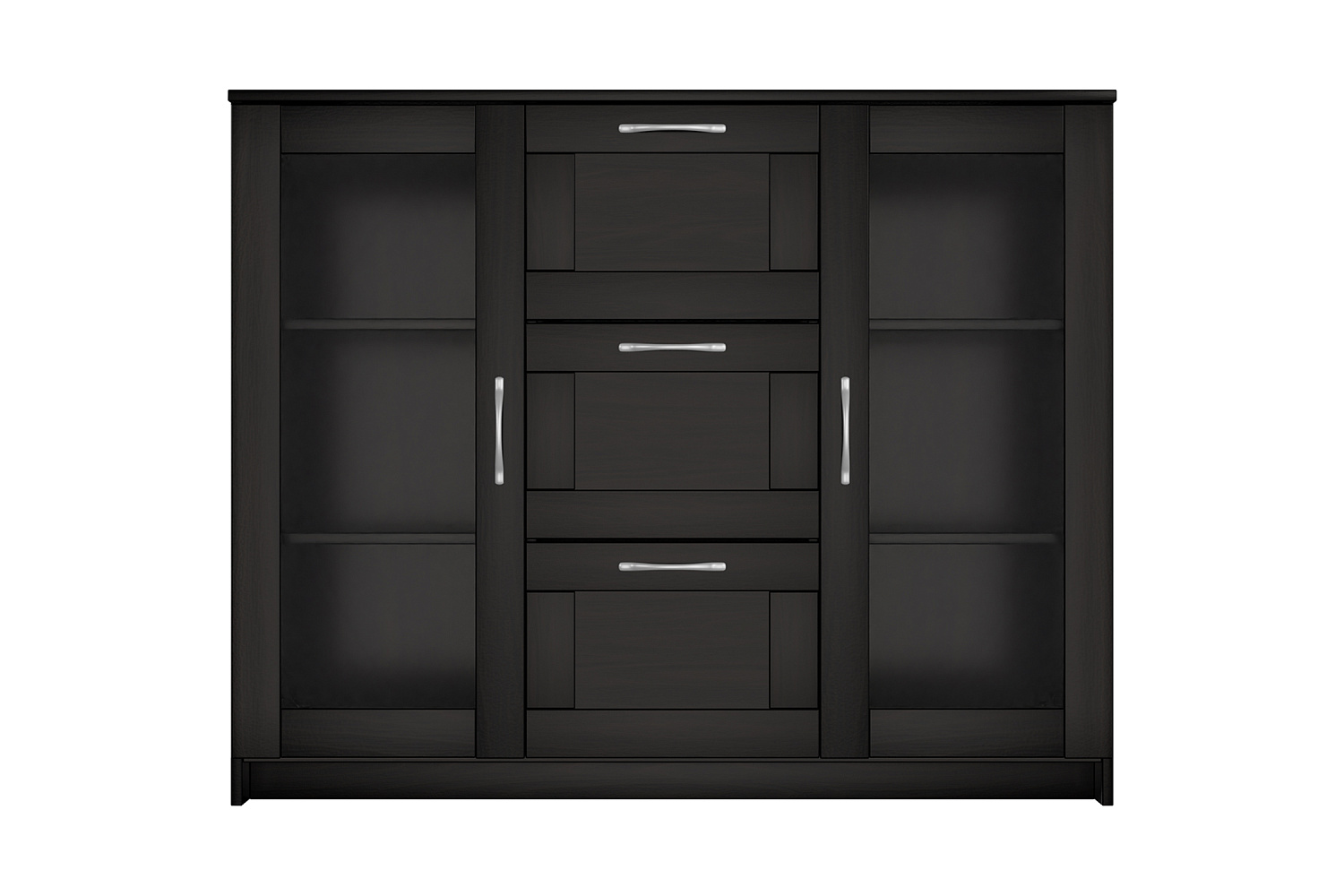 Комод с дверцами Сириус со стеклом и 3 ящиками дуб венге