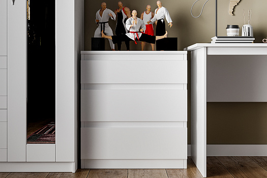 Комод Кастор 3 ящика белый