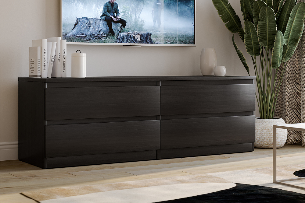 Комод низкий Мальта 4 ящика дуб венге