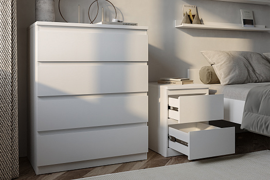 Комод высокий Мальта 4 ящика белый