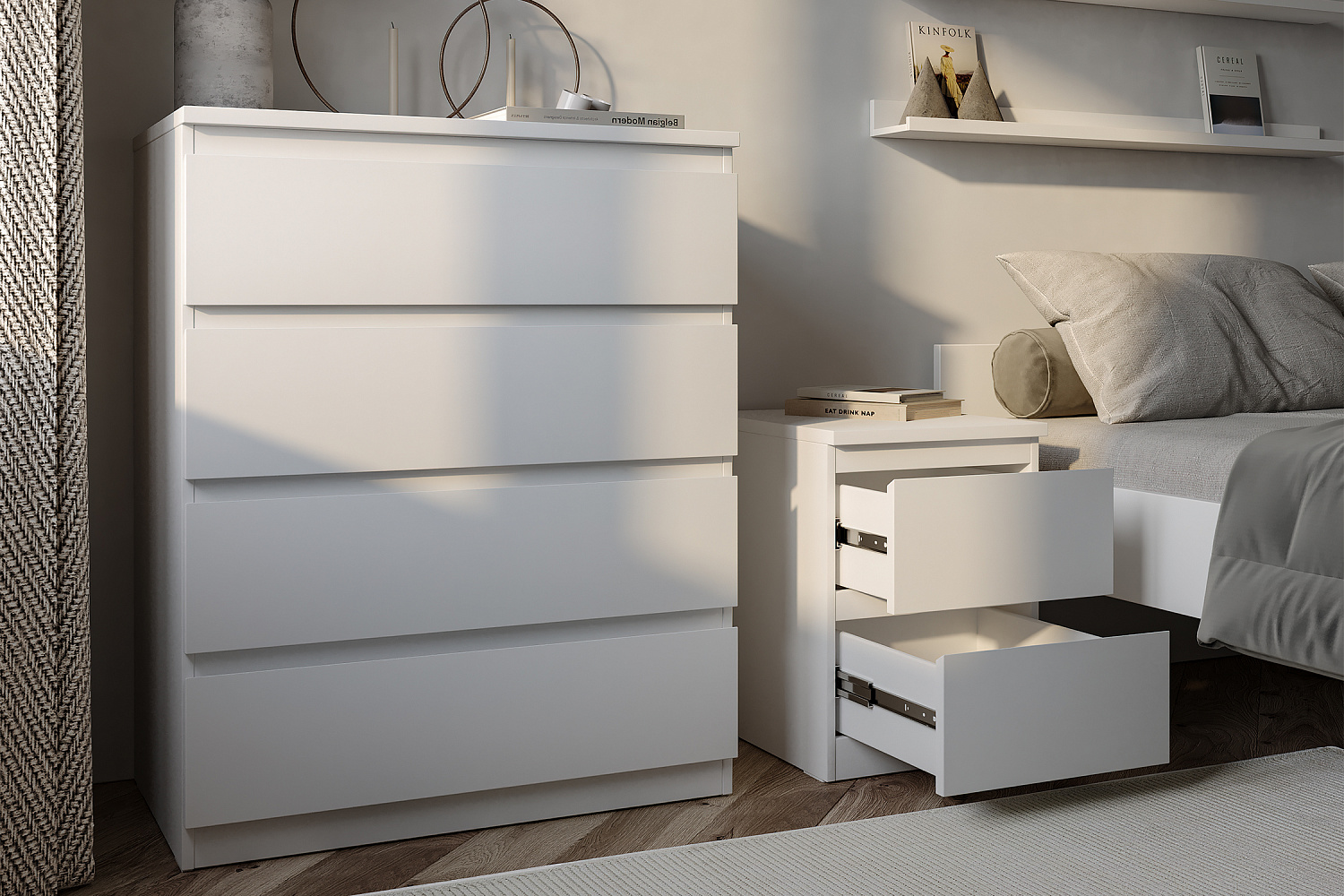 Комод высокий Мальта 4 ящика белый