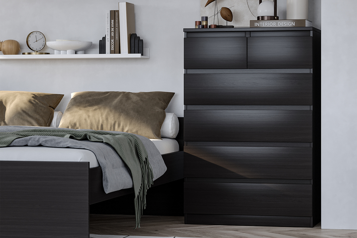 Комод высокий Мальта 6 ящиков дуб венге