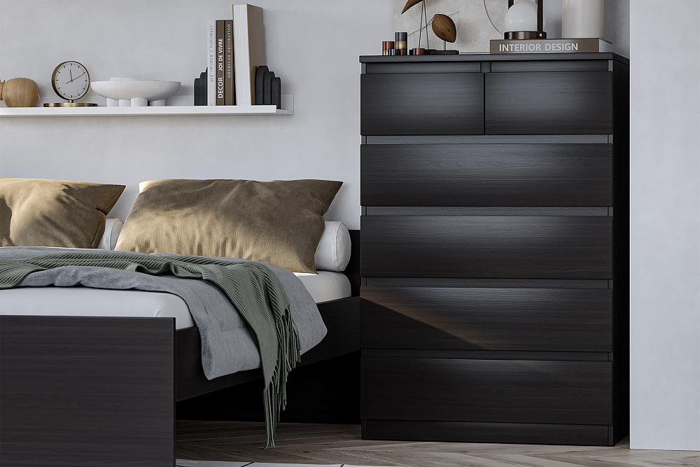 Комод высокий Мальта 6 ящиков дуб венге