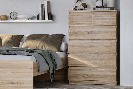 Комод высокий Мальта 6 ящиков сонома