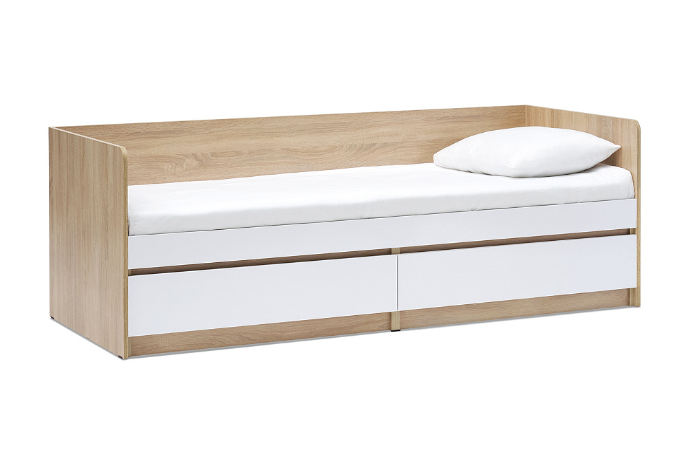 Кровать Челси 0.8 м сонома / белый глянец