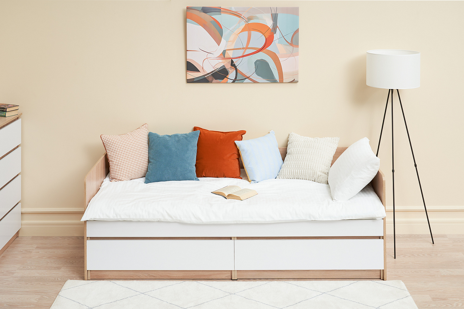 Кровать Челси 0.8 м сонома / белый глянец