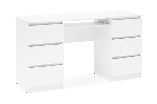 Стол письменный Челси 6 ящиков белый / белый глянец 