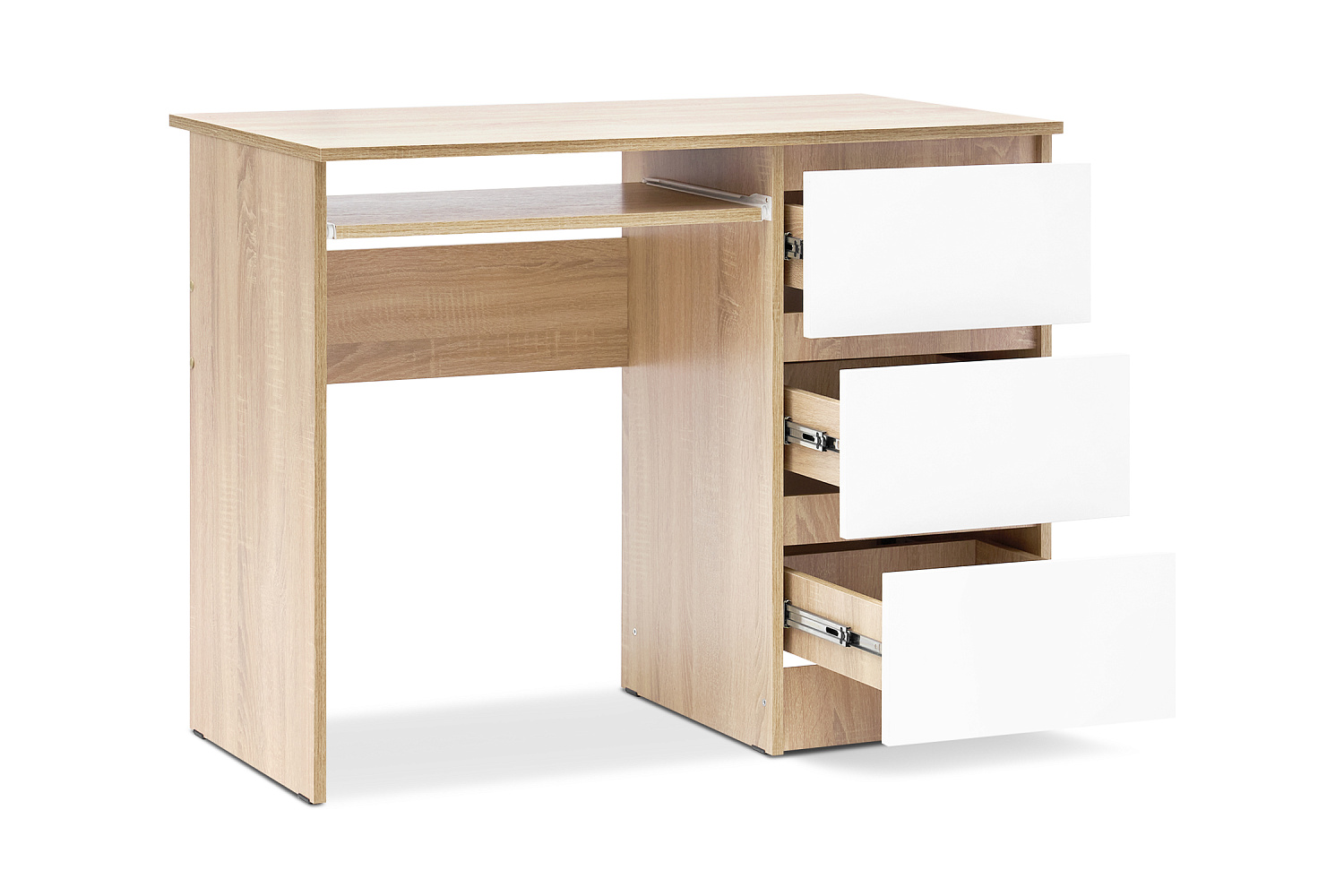 Стол письменный Челси 3 ящика дуб сонома / белый глянец