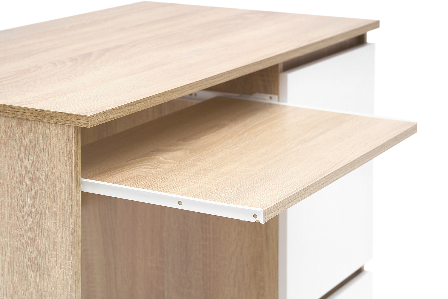 Стол письменный Челси 3 ящика дуб сонома / белый глянец