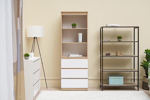 Стеллаж Челси дуб сонома / белый глянец 