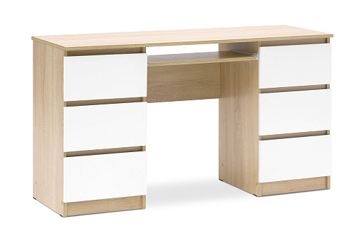 Стол письменный Челси 6 ящиков дуб сонома / белый глянец 