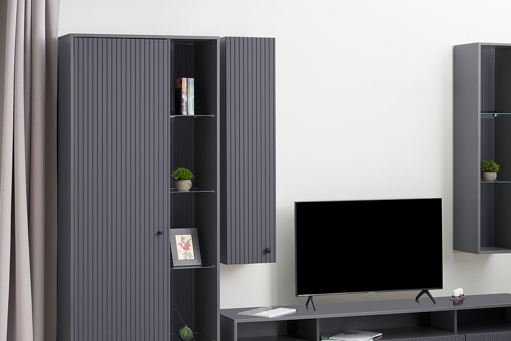 Шкаф навесной Оливия графит / графит софт