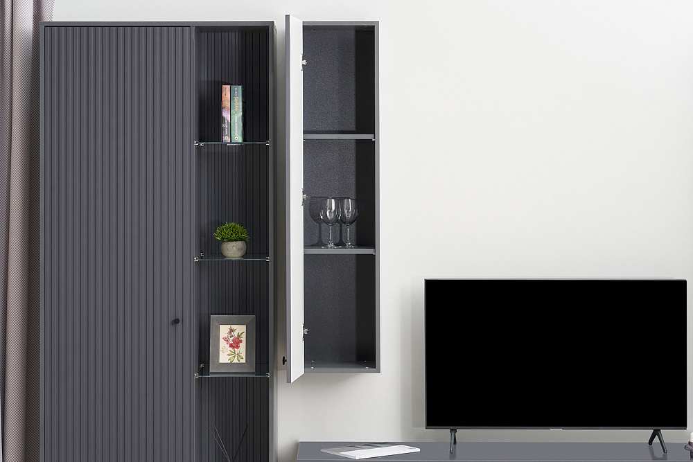 Шкаф навесной Оливия графит / графит софт