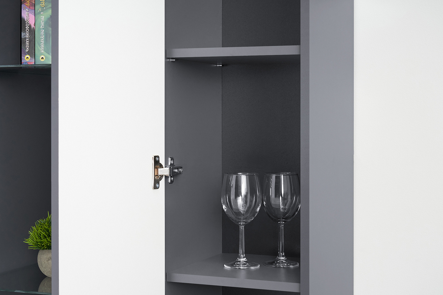 Шкаф навесной Оливия графит / графит софт