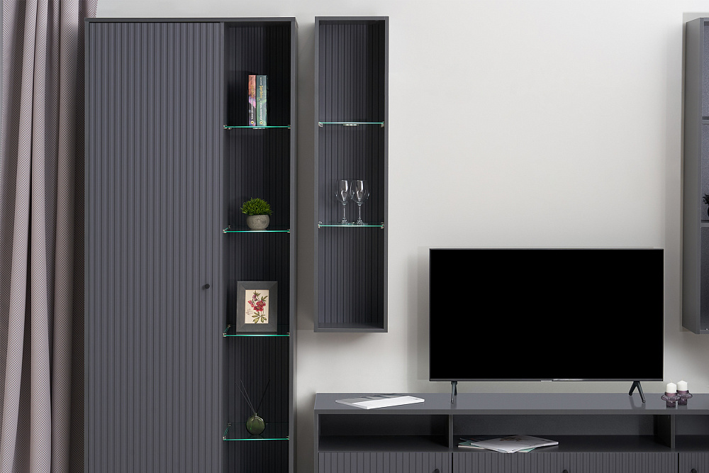 Витрина Оливия графит / графит софт