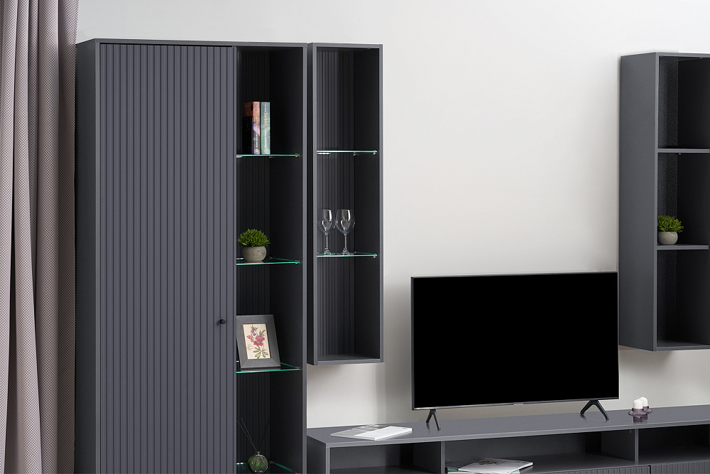 Витрина Оливия графит / графит софт