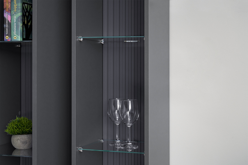 Витрина Оливия графит / графит софт