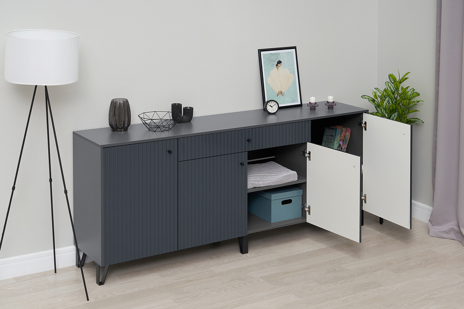 Комод Оливия графит / графит глянец арт. 08-125380 купить в Рязани по ...