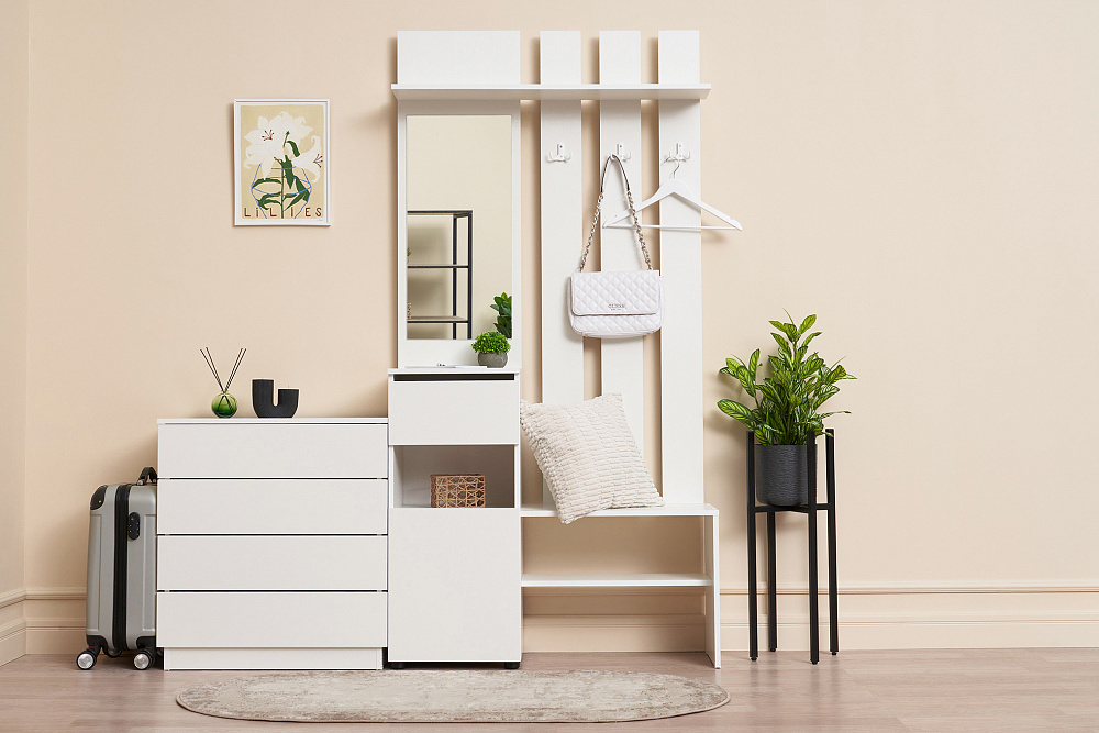 Прихожая Грейс белый текстурный